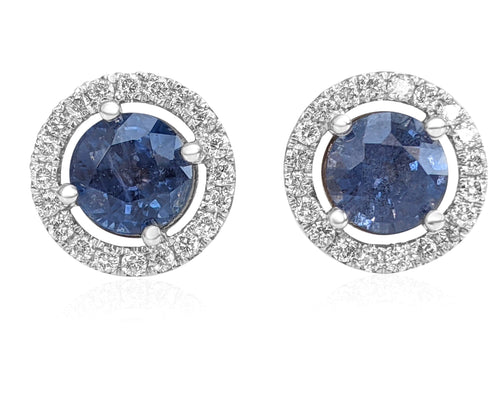 2.16 Carat Sapphire and 0.30 Diamonds Earrings - 14 kt. White gold - Earrings