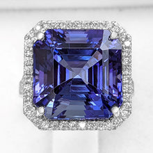 Load image into Gallery viewer, 16.40 Carat Tanzanite And 0.75Ct Diamonds - 18 kt. White gold - Ring