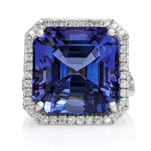 Load image into Gallery viewer, 16.40 Carat Tanzanite And 0.75Ct Diamonds - 18 kt. White gold - Ring