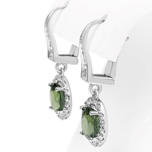 1.62 Carat Sapphire and 0.35 Diamonds Earrings - 14 kt. White gold - Earrings