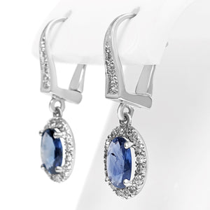 1.68 Carat Sapphire and 0.35 Diamonds Earrings - 14 kt. White gold - Earrings