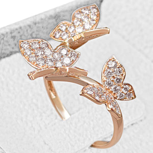 1.00 Carat Fancy Light Pink Diamonds Butterfly - 14 kt. Pink gold - Ring