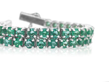 Load image into Gallery viewer, 5.47 Carat Natural Emerald Tennis Riviera 14 Kt. White Gold Bracelet