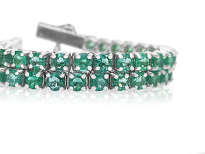 5.47 Carat Natural Emerald Tennis Riviera 14 Kt. White Gold Bracelet