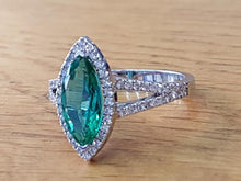 Load image into Gallery viewer, 1.7 Carat 14K White Gold Emerald &amp; Diamonds &quot;Delia&quot; Engagement Ring