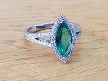 Load image into Gallery viewer, 1.7 Carat 14K White Gold Emerald &amp; Diamonds &quot;Delia&quot; Engagement Ring