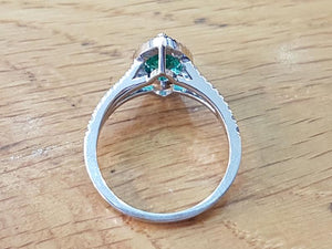 1.7 Carat 14K White Gold Emerald & Diamonds "Delia" Engagement Ring