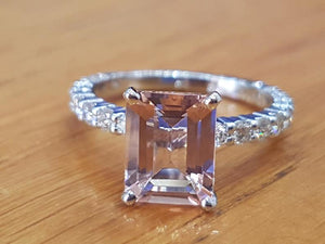 2.9 Carat 14K White Gold Morganite & Diamonds "Bella" Engagement Ring