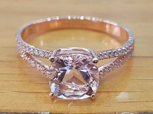 2.2 Carat 14K Rose Gold Morganite & Diamonds "Dorothy" Engagement Ring