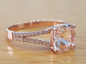 2.2 Carat 14K Rose Gold Morganite & Diamonds "Dorothy" Engagement Ring
