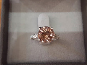 3.5 Carat 14K Rose Gold Morganite & Diamonds Engagement Ring