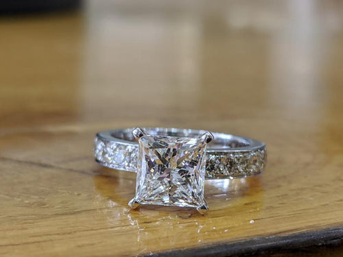 3 Carat 14K White Gold Princess Diamond Engagement Ring