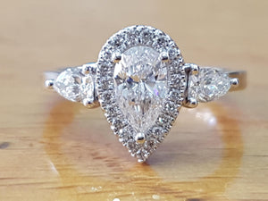 Vintage Halo Pear Cut Engagement Ring - Diamonds Mine