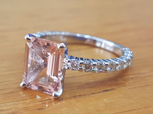 3 Carat Morganite Engagement Ring With Diamonds - Diamonds Mine