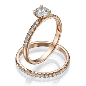 0.8 Carat 14K White Gold Moissanite & Diamonds "Linda" Wedding Set | Diamonds Mine