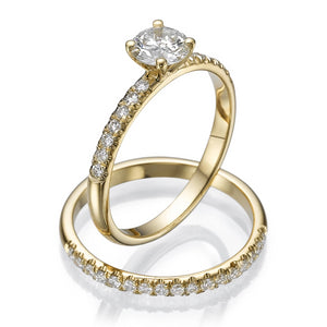 0.8 Carat 14K Rose Gold Moissanite & Diamonds "Linda" Wedding Set