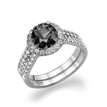 Load image into Gallery viewer, Double Shank Halo Black Diamond Engagement Ring - Diamonds Mine