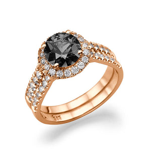 2.5 Carat 14K White Gold Black Diamond "Deborah" Engagement Ring