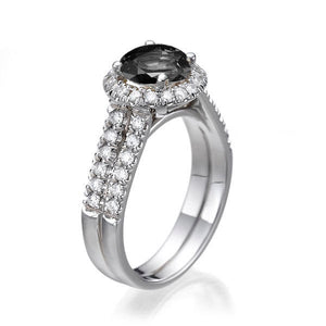 1.5 Carat 14K White Gold Black Diamond "Deborah" Engagement Ring | Diamonds Mine