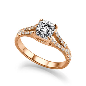 1.2 TCW 14K  Yellow Gold Moissanite & Diamonds "Paris" Engagement Ring