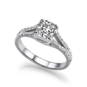 1.2 TCW 14K  Yellow Gold Moissanite & Diamonds "Paris" Engagement Ring
