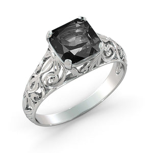 2 Carat 14K White Gold Black Diamond &quot;Adele&quot; Engagement Ring - Diamonds Mine