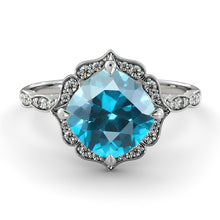 Load image into Gallery viewer, 1.25 Carat 14K Yellow Gold Aquamarine &amp; Diamonds &quot;Florence&quot; Engagement Ring
