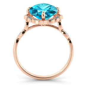1.25 Carat 14K Rose Gold Aquamarine & Diamonds "Florence" Engagement Ring