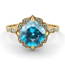 Load image into Gallery viewer, 1.25 Carat 14K White Gold Aquamarine &amp; Diamonds &quot;Florence&quot; Engagement Ring | Diamonds Mine