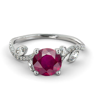 2 Carat 14K White Gold Ruby &quot;Lucia&quot; Engagement Ring - Diamonds Mine