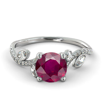 2 Carat 14K White Gold Ruby "Lucia" Engagement Ring - Diamonds Mine