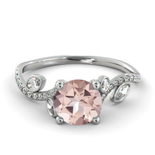 Load image into Gallery viewer, 2 Carat 14K White Gold Morganite &quot;Lucia&quot; Engagement Ring - Diamonds Mine