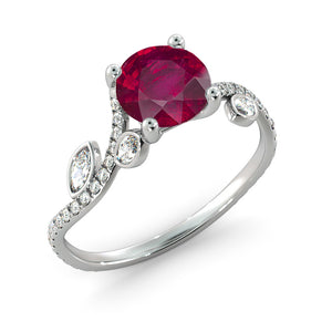 2 Carat 14K White Gold Ruby "Lucia" Engagement Ring