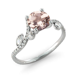 2 Carat 14K Rose Gold Morganite & Diamonds "Lucia" Engagement Ring