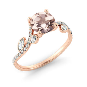2 Carat 14K Rose Gold Morganite & Diamonds "Lucia" Engagement Ring