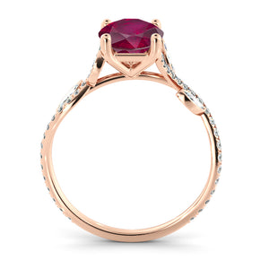 2 Carat 14K Rose Gold Ruby & Diamonds "Lucia" Engagement Ring | Diamonds Mine