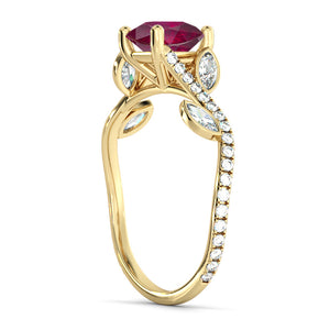 2 Carat 14K Yellow Gold Ruby "Lucia" Engagement Ring