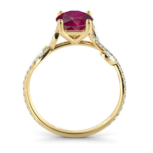 2 Carat 14K Yellow Gold Ruby "Lucia" Engagement Ring