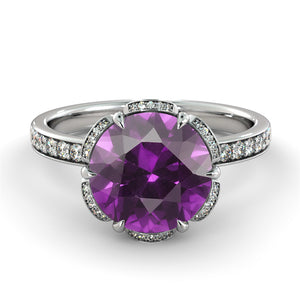 2 Carat 14K Rose Gold Amethyst & Diamonds "Allison" Engagement Ring | Diamonds Mine