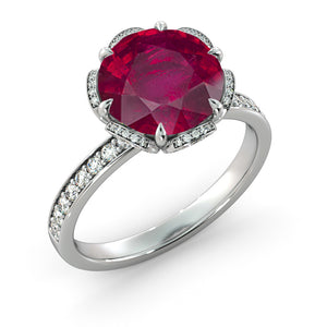 2.5 Carat 14K Rose Gold Ruby & Diamonds"Allison" Engagement Ring