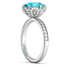 Load image into Gallery viewer, 2 Carat 14K Yellow Gold Blue Topaz &amp; Diamonds &quot;Allison&quot; Engagement Ring