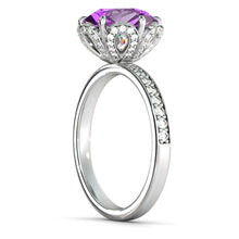 Load image into Gallery viewer, 2 Carat 14K Rose Gold Amethyst &amp; Diamonds &quot;Allison&quot; Engagement Ring | Diamonds Mine