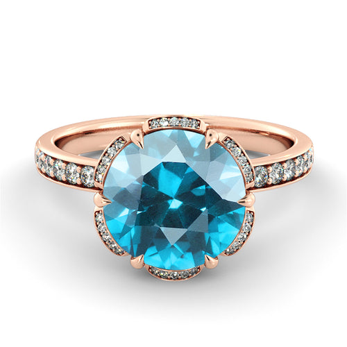2 TCW 14K White Gold Aquamarine "Allison" Engagement Ring - Diamonds Mine