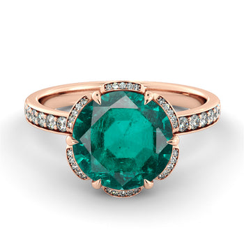 2 Carat 14K Rose Gold Emerald & Diamonds 