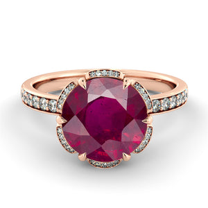 2.5 Carat 14K White Gold Ruby & Diamonds "Allison" Engagement Ring | Diamonds Mine