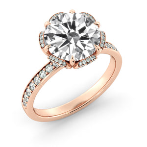 1.7 Carat 14K Rose Gold Moissanite & Diamonds "Allison" Engagement Ring