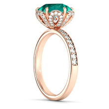 Load image into Gallery viewer, 2 Carat 14K Rose Gold Emerald &amp; Diamonds &quot;Allison&quot; Engagement Ring