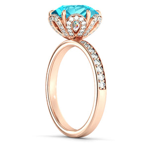 2 TCW 14K White Gold Aquamarine &quot;Allison&quot; Engagement Ring - Diamonds Mine
