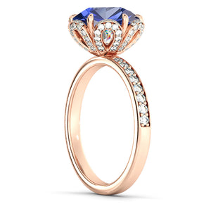 2 Carat 14K Rose Gold Blue Sapphire & Diamonds "Allison" Engagement Ring