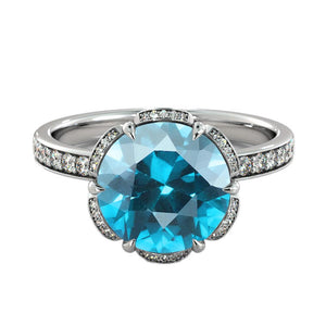 2 TCW 14K White Gold Aquamarine &quot;Allison&quot; Engagement Ring - Diamonds Mine